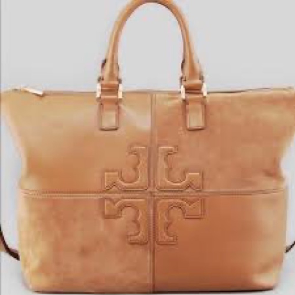Tory Burch bag genuine leather purse elegant suede like new - Picture 2 of 6
